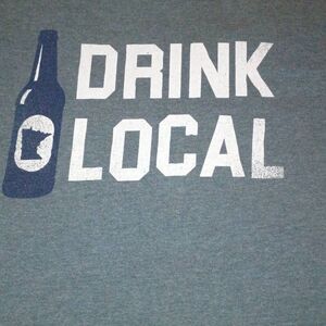 Drink Local Collectible T-shirt  Size Small  PTP 17" Length 26" Color Blue  50%